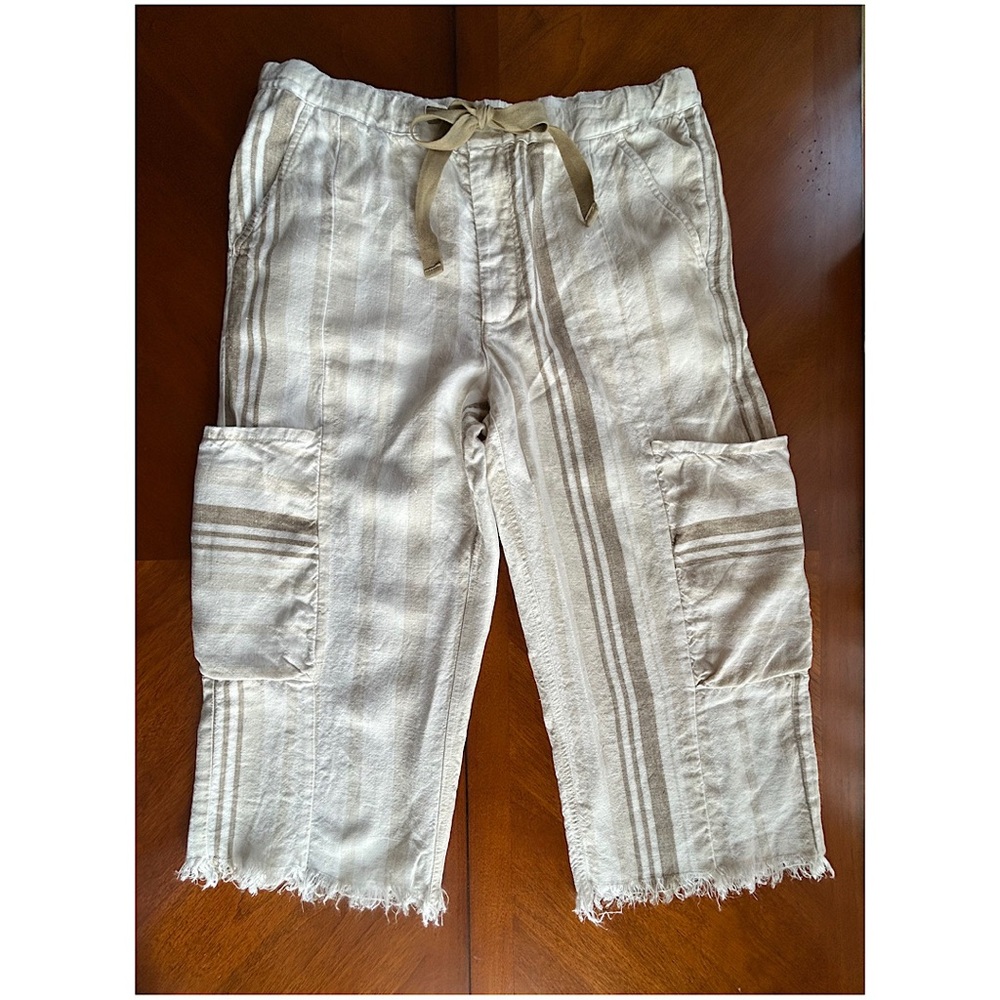 Free People Linen Cargo Capris